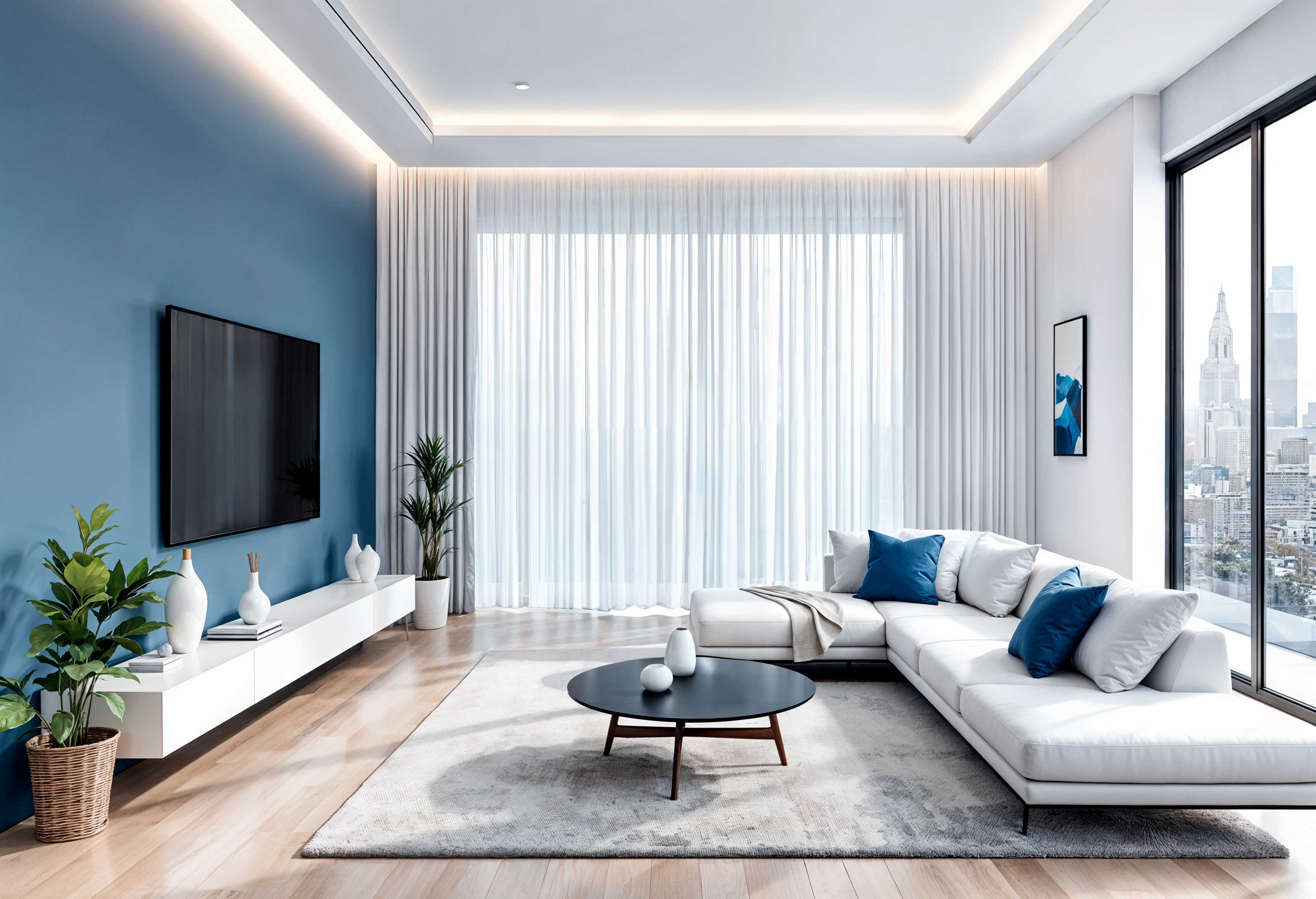 Before — Blue palette living room